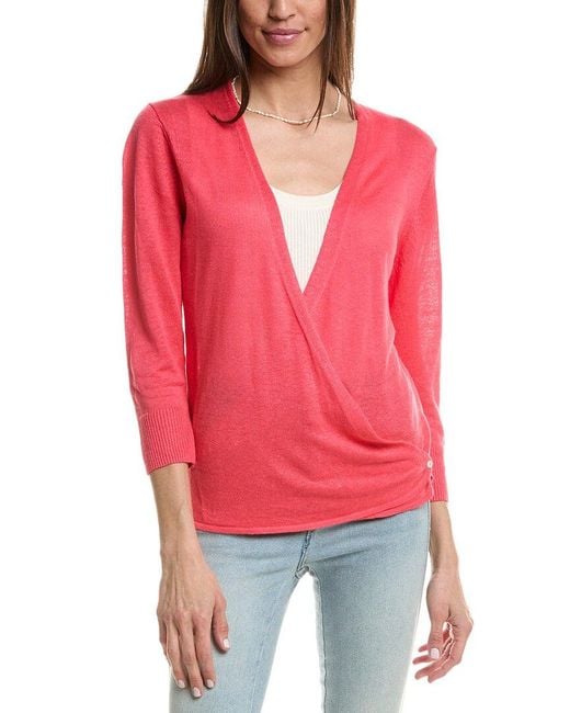 Tommy Bahama Red Addison Linen-Blend Cardigan