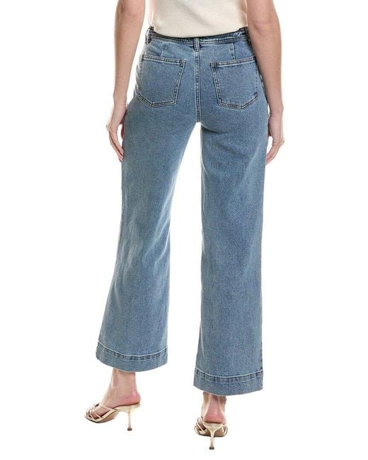 Cece Blue Wide-Leg Patch Pocket Denim Pant