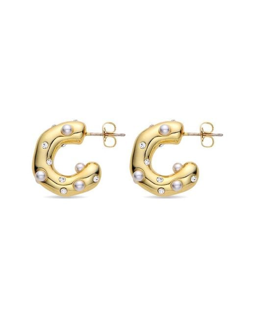 Eye Candy LA Metallic Glass Pearl Hoop Earrings