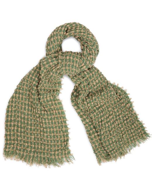 Saachi Green Crinkle Plaid Scarf