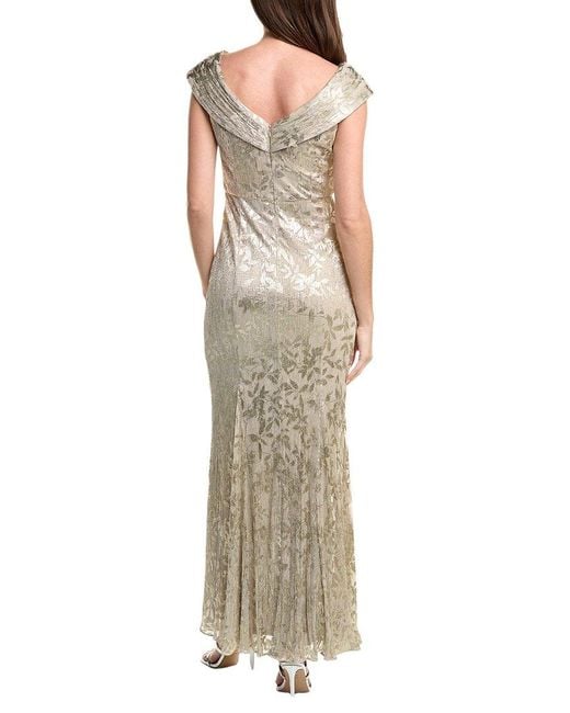 Adrianna Papell Foil Leaf Mermaid Gown in Natural Lyst UK