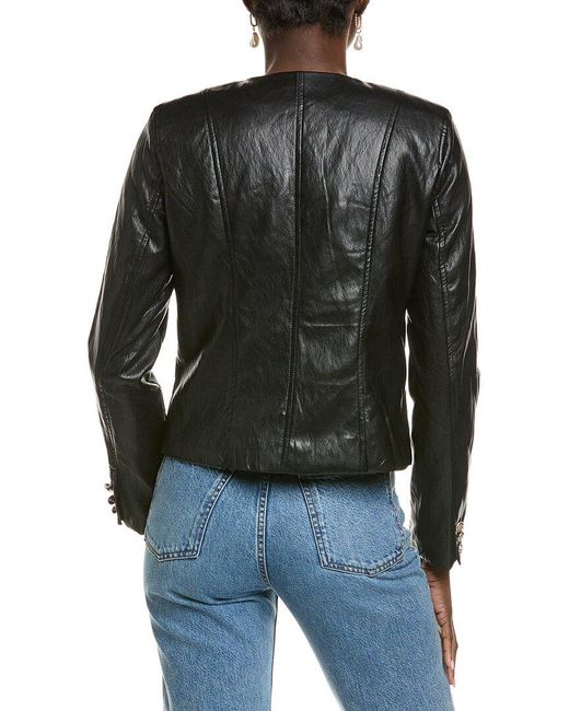 Tahari Black Vegan Leather Jacket