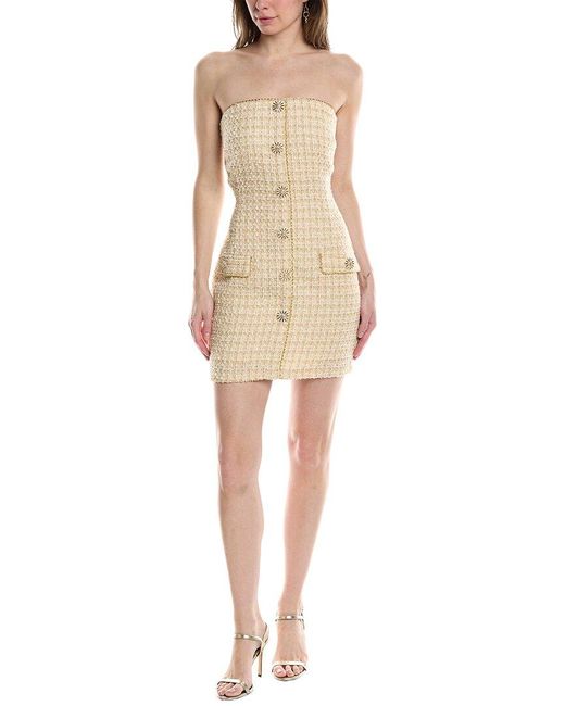 Eva Franco Natural Strapless Tweed Sheath Dress