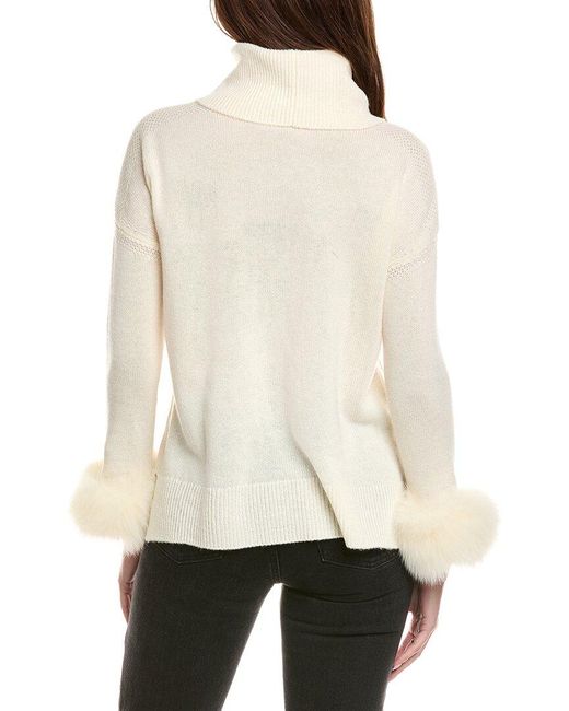 Hannah Rose White Turtleneck Wool & Cashmere-Blend Sweater