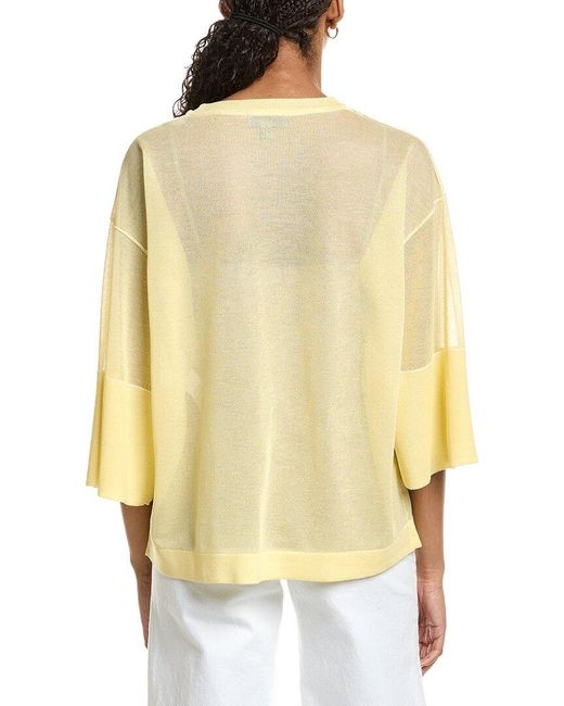 Kenneth Cole Yellow Semi Sheer Crewneck Top