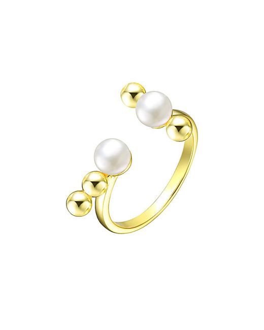 Genevive Jewelry Metallic 18k Over Silver 5mm Freshwater Pearl Ring