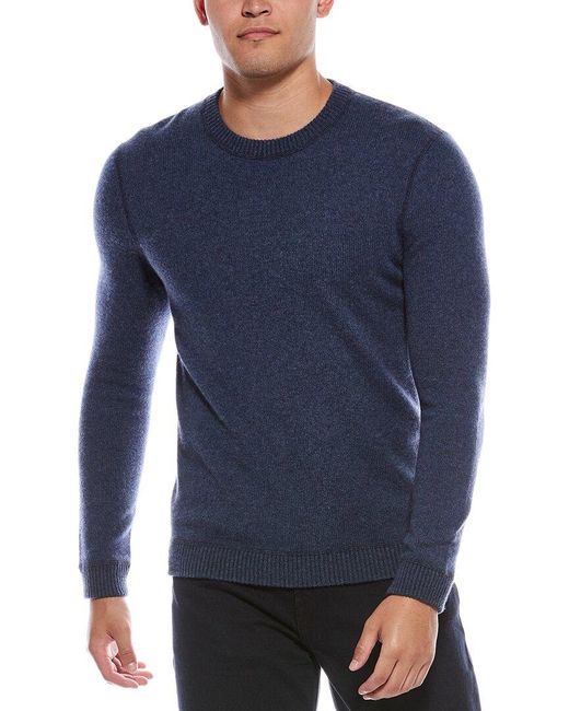 Autumn Cashmere Blue Double Knit Cashmere Crewneck Sweater for men