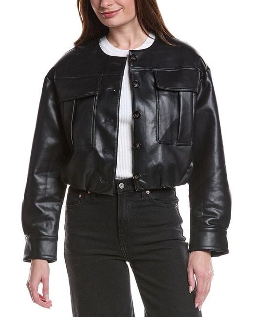 Endless Rose Black Vegan Leather Button Jacket