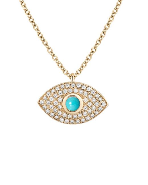 Ariana Rabbani Metallic 14k 0.57 Ct. Tw. Diamond & Turquoise Evil Eye Necklace
