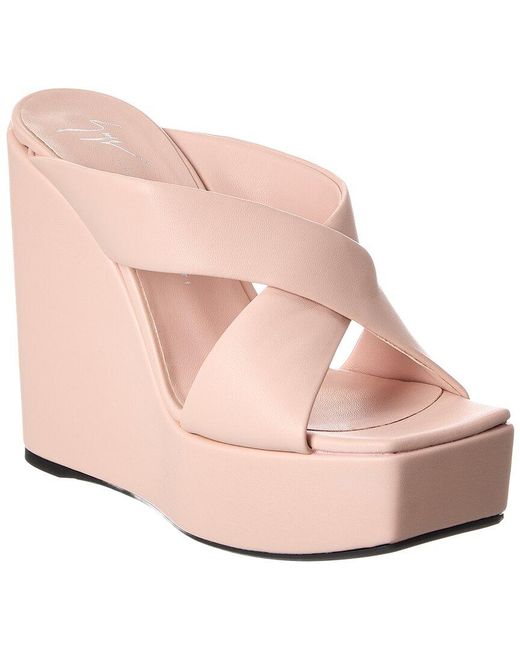 Giuseppe Zanotti Pink Zanilla 90 Leather Wedge Sandal