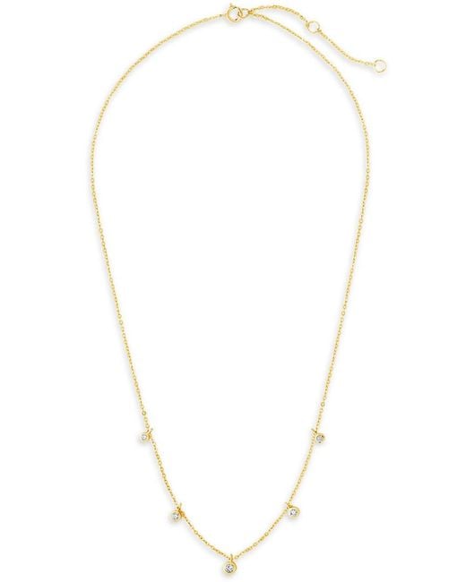 Sterling Forever Metallic 14k Over Silver Cz Necklace