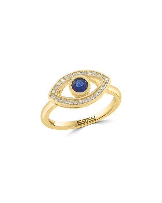Effy Fine Jewelry Metallic 14K 0.43 Ct. Tw. Diamond & Sapphire Ring