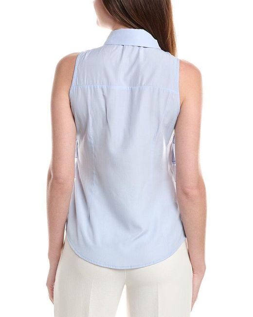 Gracia Blue Ruffle Front Blouse