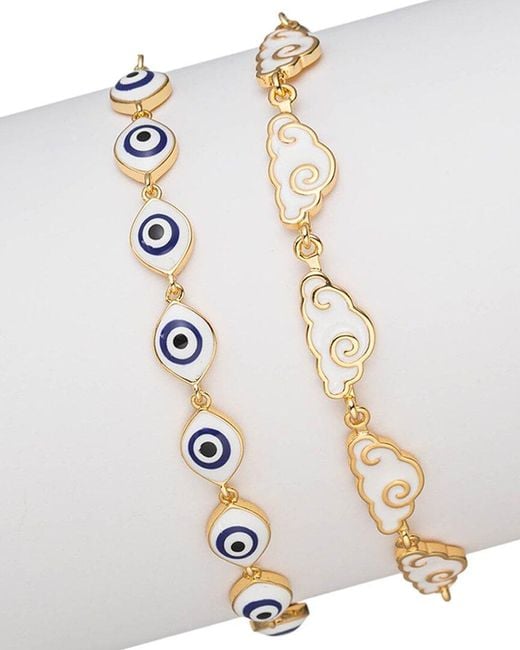 Eye Candy LA White Eye Clouds In The Sky Bracelet Set