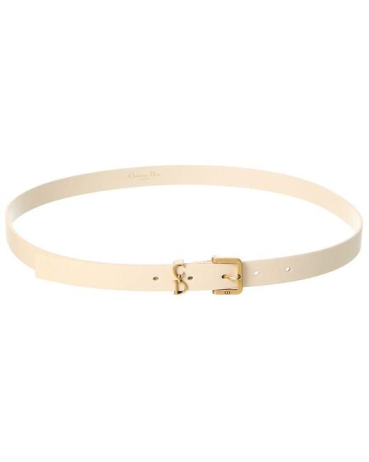 Dior White Saddle Loop Leather Belt