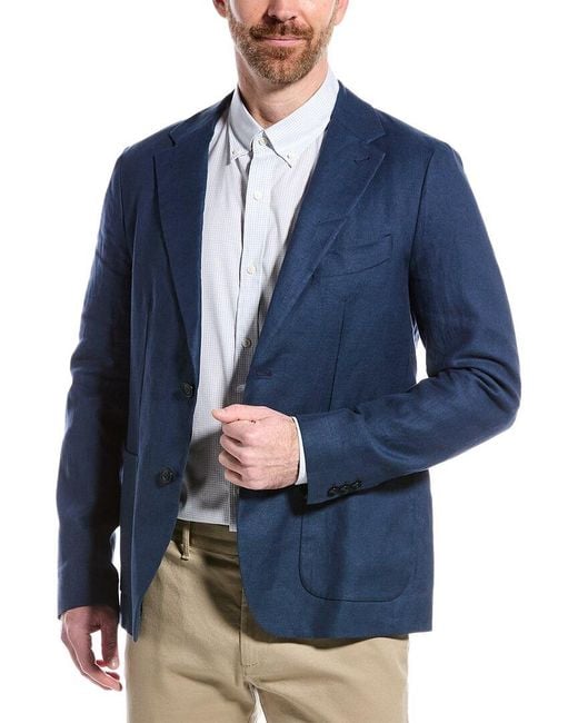 Ted Baker Blue Onich Linen-blend Slim Fit Blazer for men