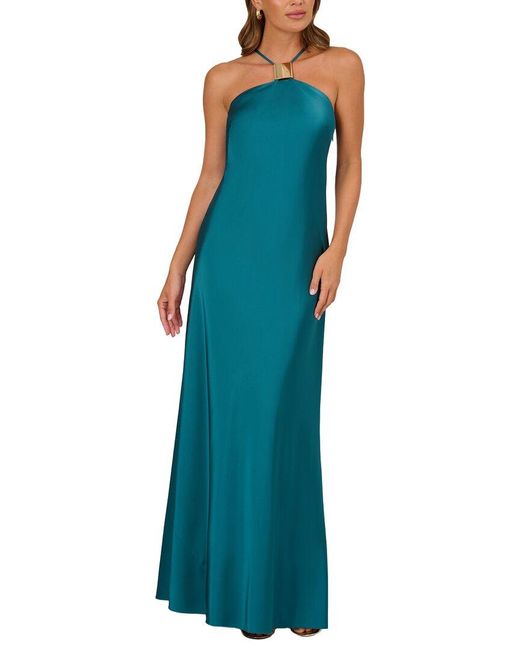 ADRIANNA EVE Blue Solid Maxi Dress