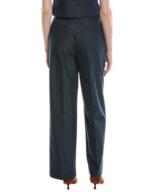 Kenneth Cole Blue Pleated High-Rise Wide Leg Pant