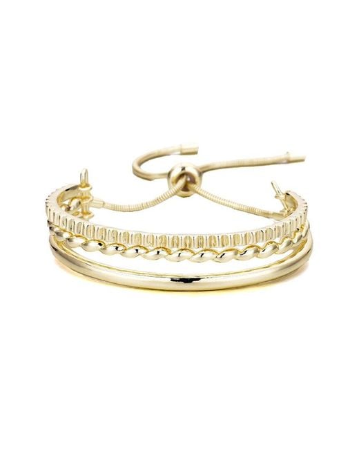 Adornia Metallic 14K Plated 3-Line Cuff Adjustable Bolo Bracelet