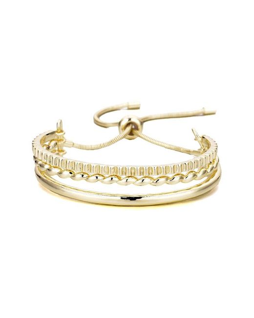 Adornia Metallic 14K Plated 3-Line Cuff Adjustable Bolo Bracelet