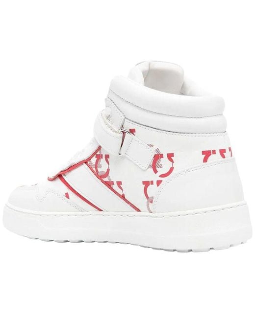 Ferragamo Pink Noe High-Top Leather Sneaker