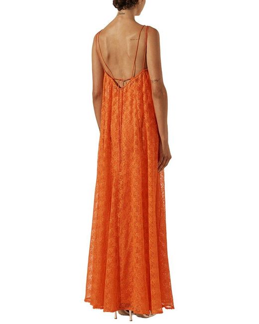 Shona Joy Orange Sol Lace Plunged Maxi Dress