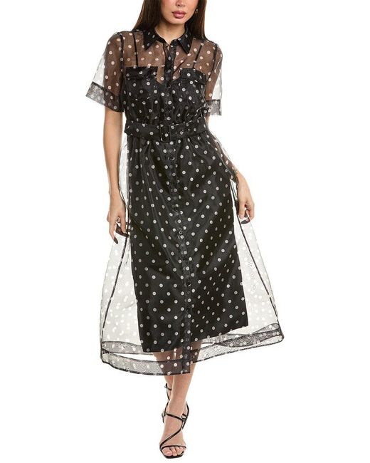 Anne Klein Black Camp Pocket Tea-length Dress