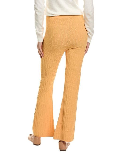 Sandro Orange Ribbed Viscose-Blend Pants