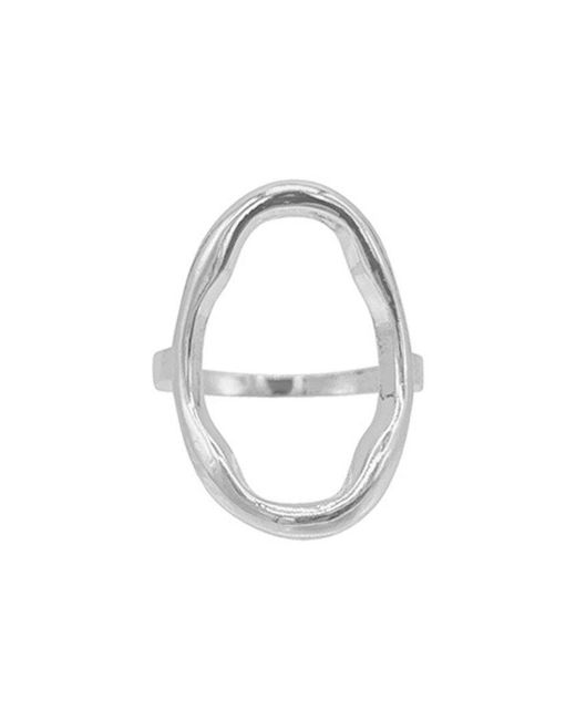 Adornia White Plated Open Hammered Oval Ring