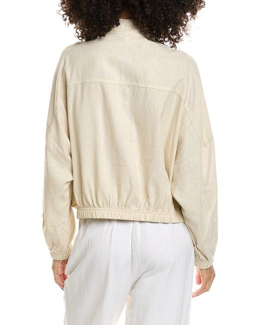 Max Studio Natural Linen-Blend Bomber Shirt Jacket