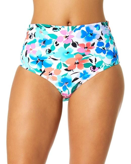 Anne Cole Blue Convertible Shirred Bottom