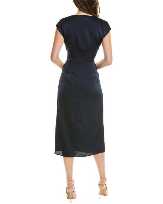 Nicole Miller Blue Surplice Midi Dress