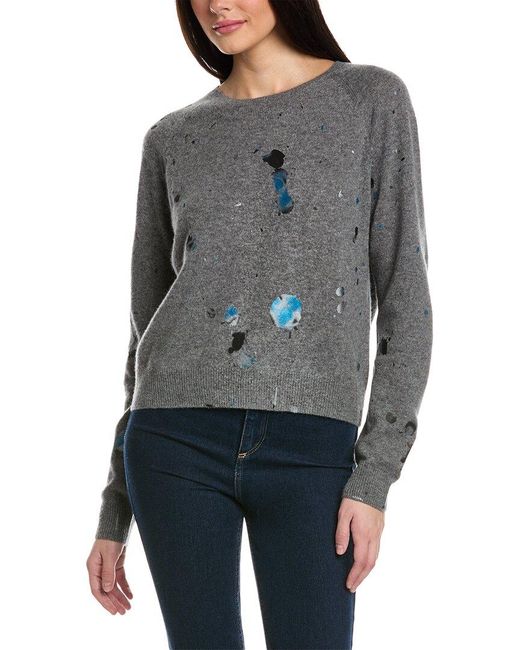 Brodie Cashmere Gray Galaxy Splatter Sweater