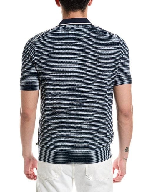 Ted Baker Blue Radwint Textured Striped Polo Shirt for men