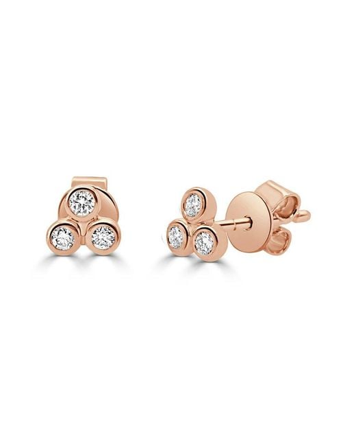 Sabrina Designs Multicolor 14K Rose 0.13 Ct. Tw. Diamond 3-Stone Earrings