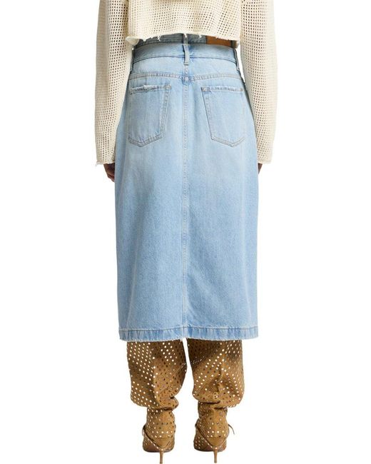 7 For All Mankind Blue Double Waisted Skirt