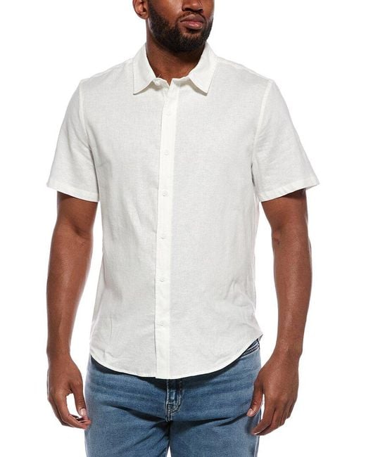Onia White Linen-Blend Solid Shirt for men
