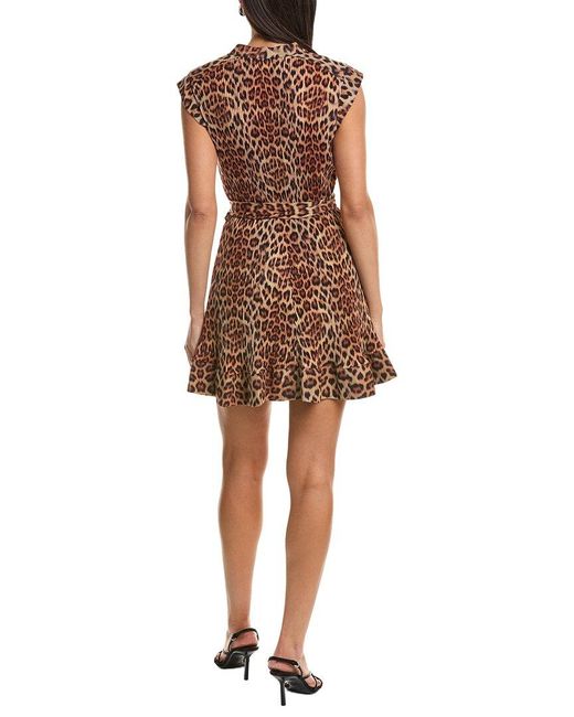 MILLY Brown Joan Printed Leopard Pleated Dress