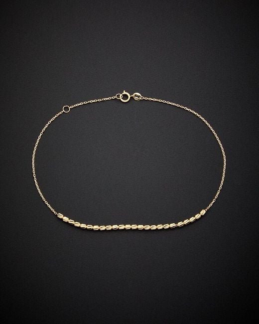 Italian Gold Black 14K Adjustable Beaded Anklet