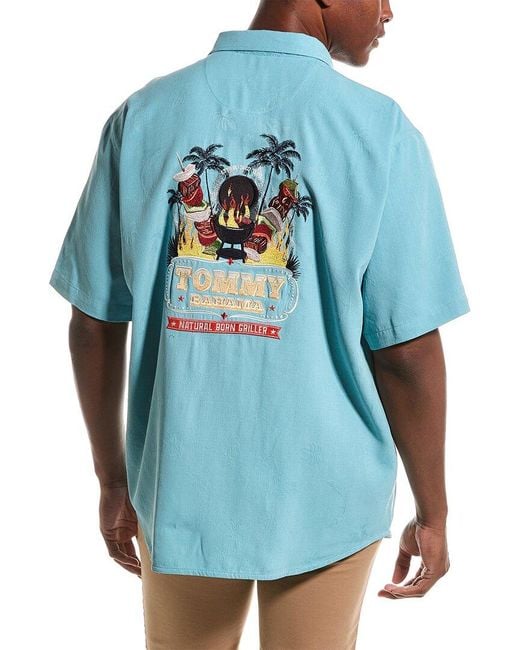 Tommy Bahama Blue Natural Born Griller Silk Shirt for men