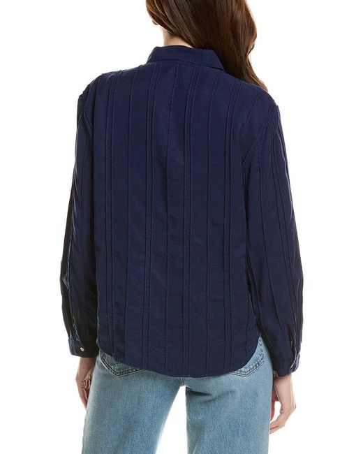 Bella Dahl Blue Pintuck Hidden Placket Shirt