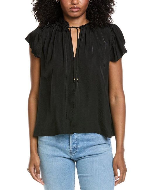 Elan Black Ruffle Sleeve Top