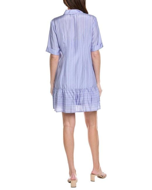 Johnny Was Blue Ruffle Tier Silk Dress