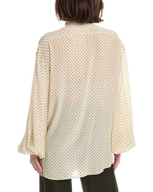 Balmain Natural Bow Tie Printed Silk Shirt