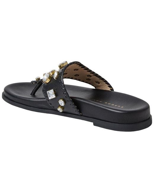 Jack Rogers Black Jacks Sport Jeweled Leather Sandal