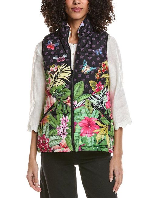 Johnny Was Green Puffer Reversible Vest