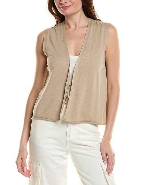 Eileen Fisher Natural V-Neck Linen-Blend Vest
