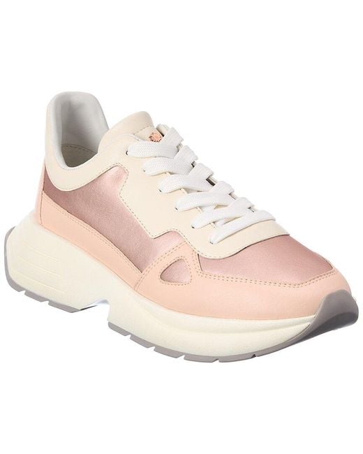 Stuart Weitzman Pink Willow Runner Leather Sneaker