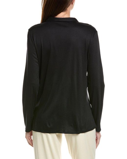 Hanro Black Grand Central Button Front Silk-blend Shirt