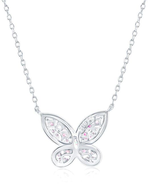 Suzy Levian CZ Jewelry Pink Suzy Levian Gala Collection Cz Butterfly Necklace